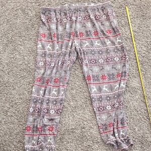Festive Gray and Red Patterned Pajama Pants 2XL (XXL)